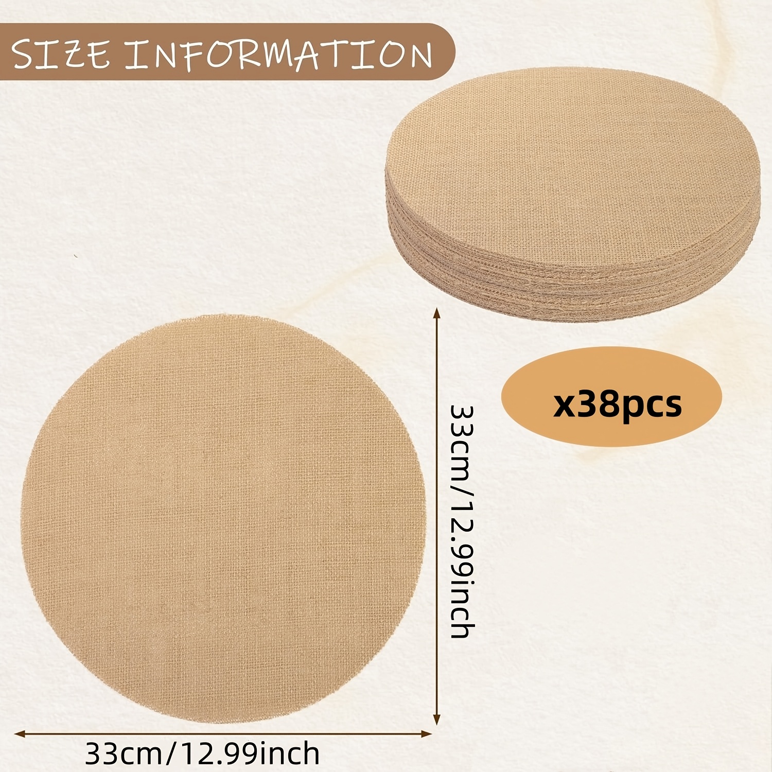 Image of Round Linen-look Placemats, Pack Of 12/24/38, 12.99-inch Diameter—round, Rustic-style Table Decorations Perfect For Christmas Dinners And Festive Farmhouse-style Decor