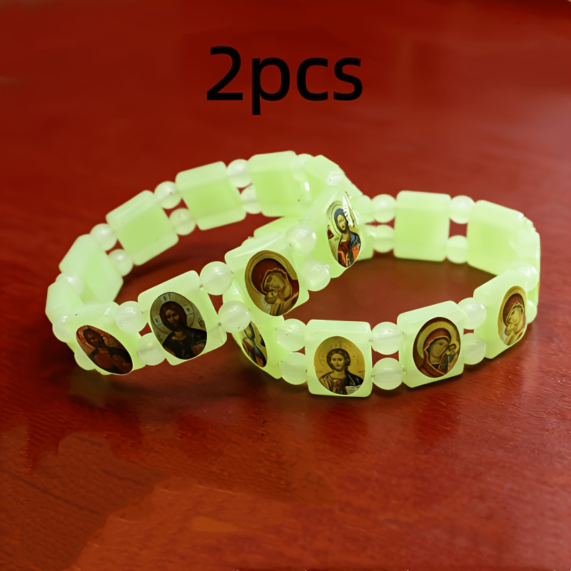 TEMU 2 Braccialetti Elastici Fluorescenti. Squisiti Ornamenti da Polso. Adatti sia a che a Donne come Regalo per Natale, Halloween, San Valentino, e