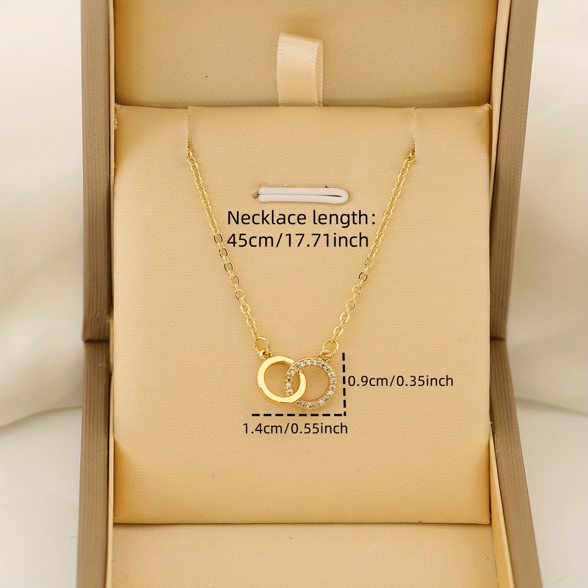 Image of 1pc, European & - Copper With Synthetic Zirconia Inlay - Exquisite Double Ring Necklace For Men And Women, Perfect For Daily Wear, Parties, Weddings, And Holiday Gifts