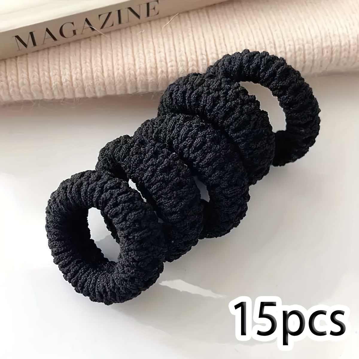 TEMU 15pcs Bohemian Style Multi-pack High-, Thickened, Seamless, Multicolor Popcorn Hair Ties, Durable Hair Accessories For Securing Hairstyles And