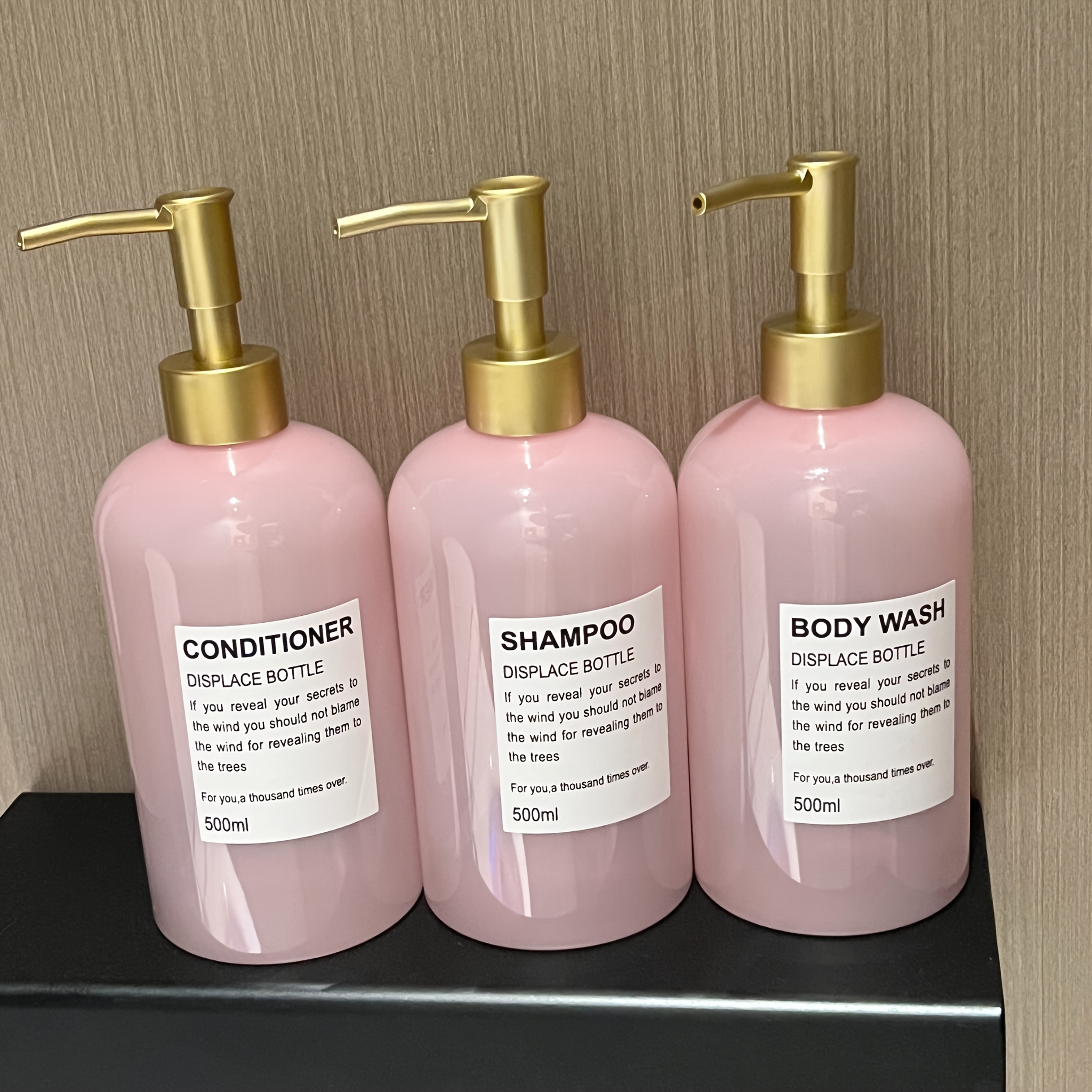 TEMU 500ml - Semi-transparent, Girly Design, Artificial Jade Pink Empty Bottle. Suitable For Hotels, B&bs, Beauty Salons, Hairdressers, And More.