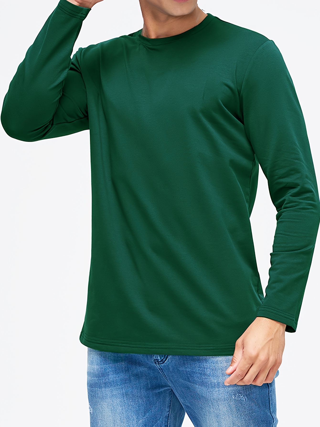 mens   cotton casual crew neck long sleeve t shirt comfortable and breathable suitable for summer sports and casual wear outdoor apparel