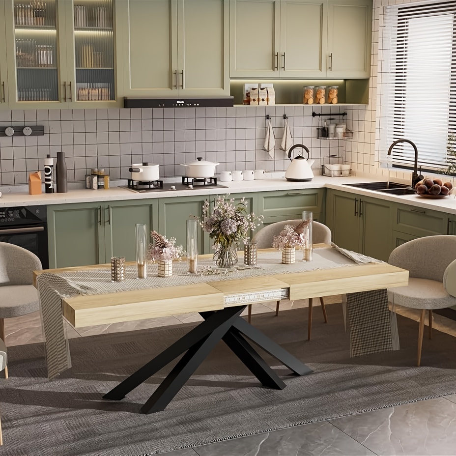 Kitchen Dining Table, Industrial Style, Wooden Extendable Kitchen Dining Table, Rustic Rectangular Kitchen Dining Table With X-shaped Iron Legs, 120 Cm X 75 Cm X 70 Cm