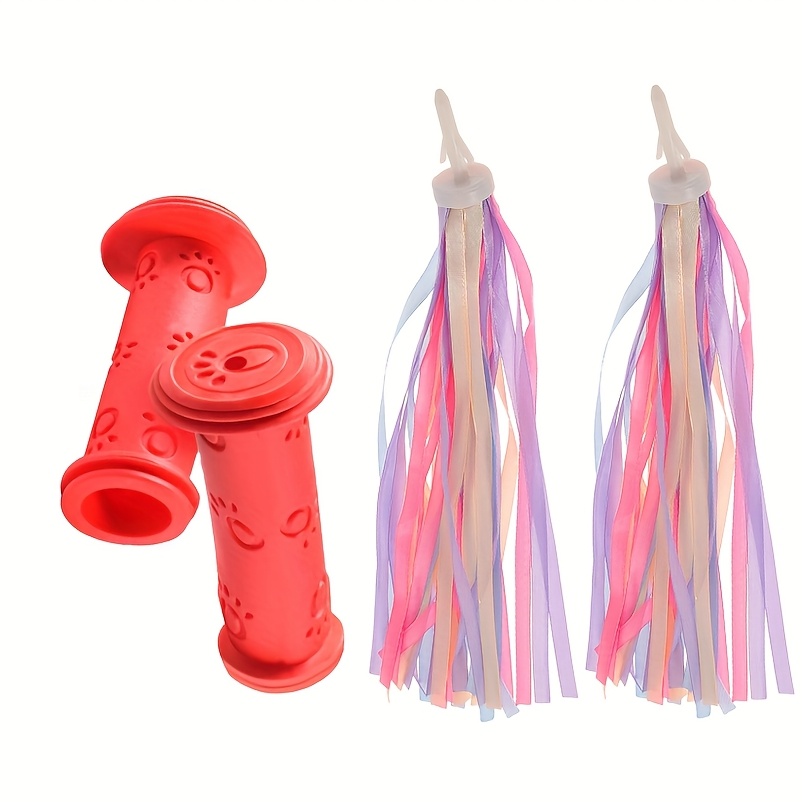 TEMU 1 Pairs Colorful Bicycle Handlebar Grips And Ribbons For Scooters, Balance Bikes, Road Bikes