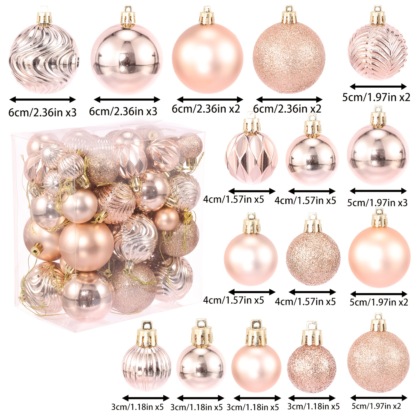 TEMU 60pcs Tree Toppers Christmas Pendant Plastic Pendant Christmas Tree Ornaments