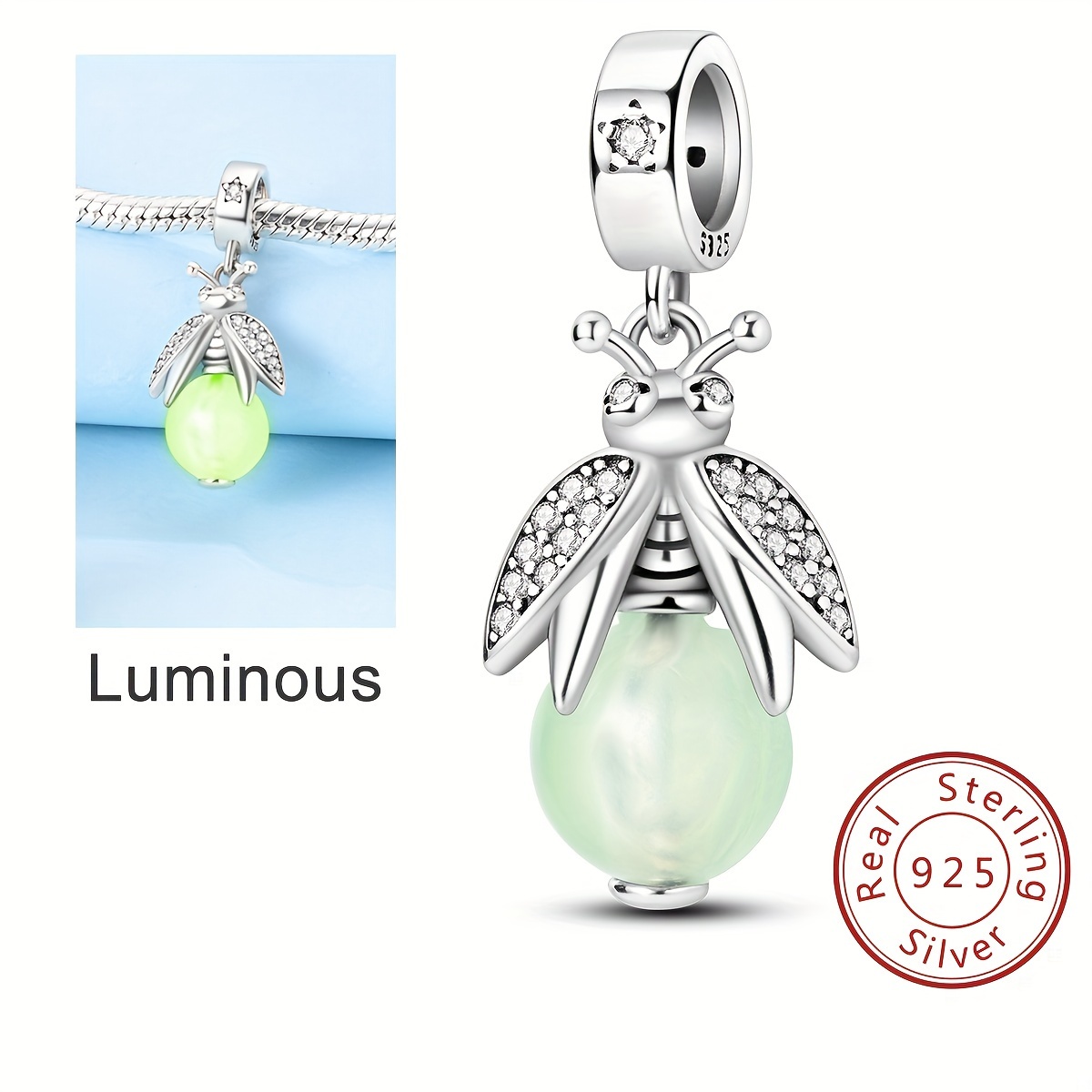 

Luminous Firefly 925 Sterling Silver Charm Beads Fit Original Charms Bracelet Necklace Silver Jewelry Making Diy Gift