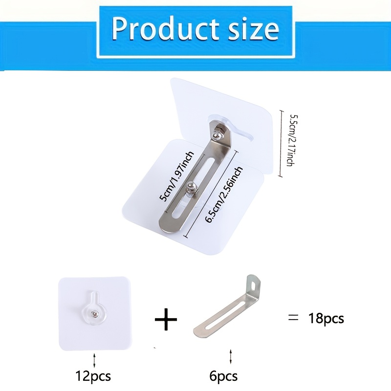 15/18pcs Adjustable Anti-tip Furniture Anchors, Plastic No-drill Cabinet Wall Safety Straps, Removable Adhesive Bookshelf And Dressing Table Kits, No-drill Wall Mount Safety Brackets