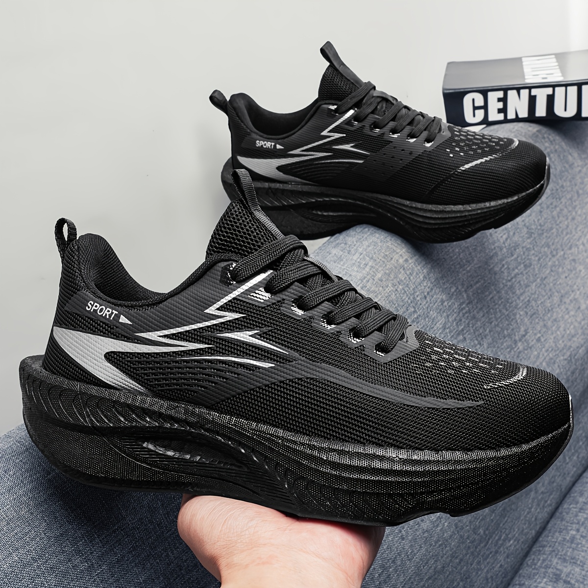 item picture   mens womens breathable running sneakers lightweight sole shock absorbing low top sneakers suitable for gym trail cross training marathon casual wear unisex couples footwear with stability