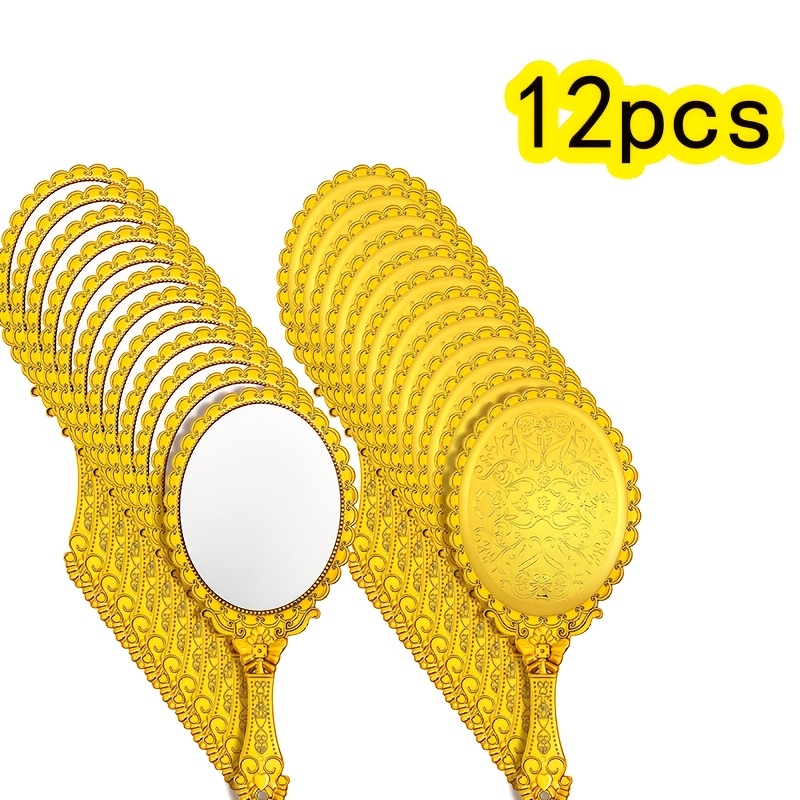 TEMU Set da 12 specchietti da trucco portatili vintage - Specchio da viaggio da donna con e fiori dorati in , specchio da portatile per scrivania,
