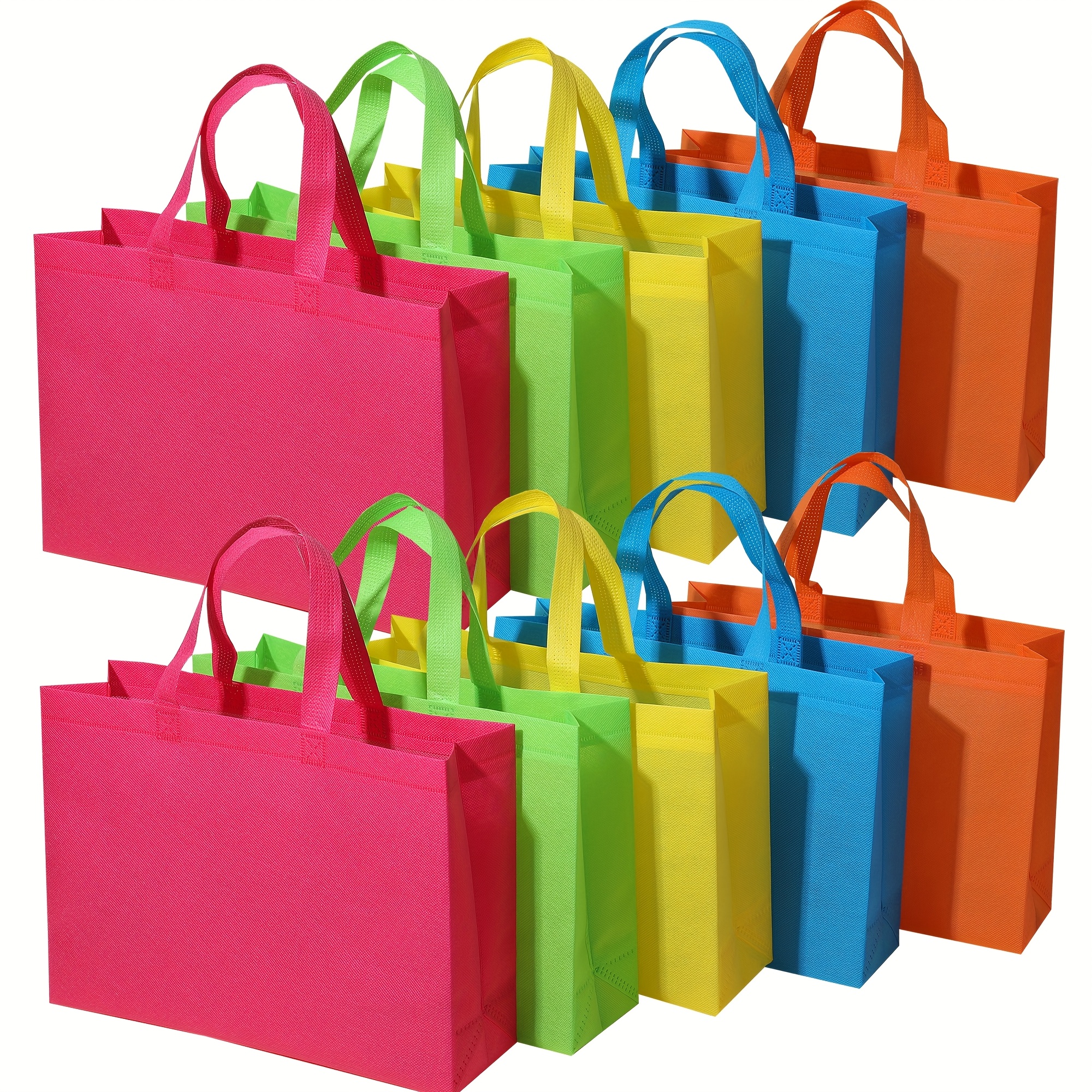 Image of 10pcs Reusable Non-woven Gift Bags | Foldable & Uv Protected | Ideal For Events, Parties & Retail Shopping | Durable With Sturdy Handles | High-quality & Shrink-resistant