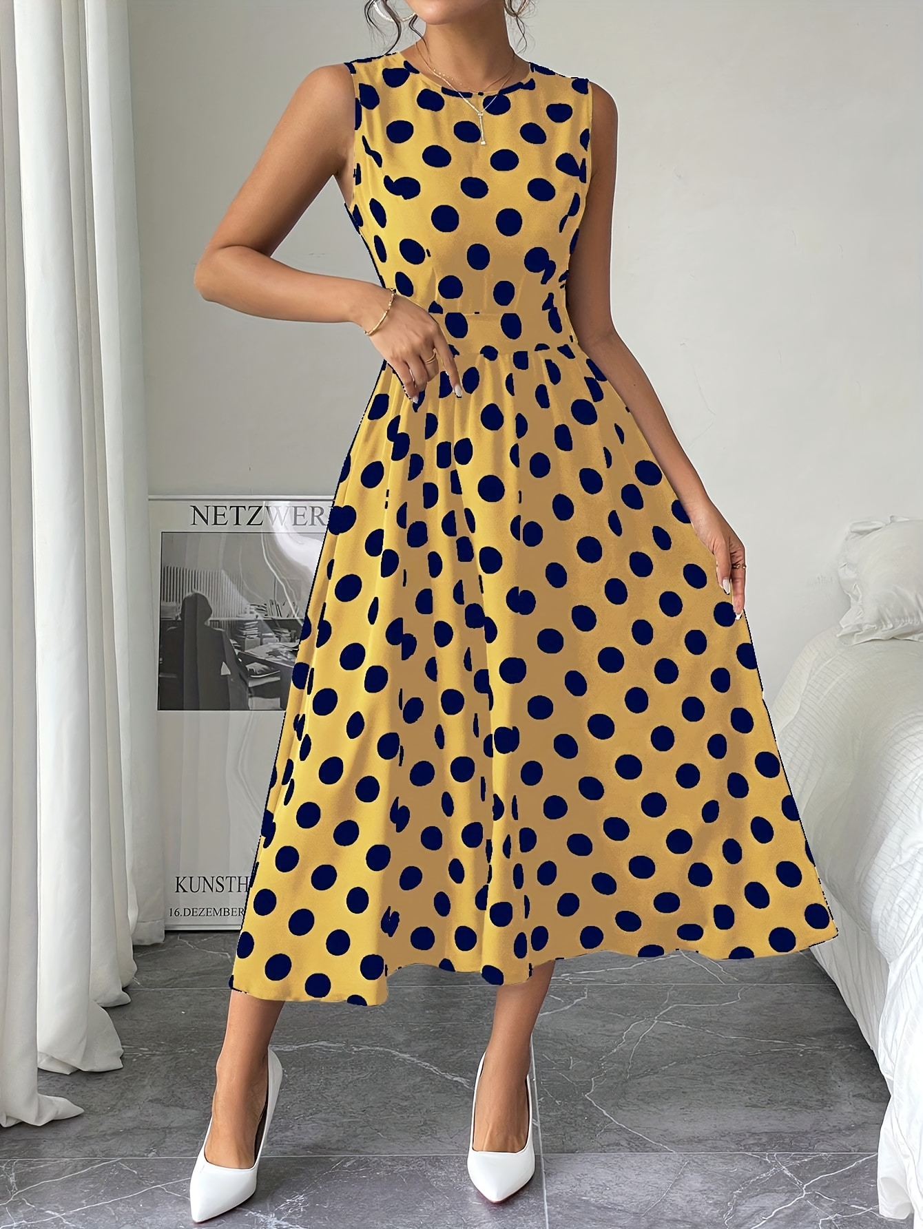 yellow dress black polka dots Damon II, Yellow, Dot, Shirt Dress, Half Sleeve, Front Buttons, Side Pockets, Summer, Fashion, Clothes, Outfit, Vintage, ~ 20-01-1094 50s 60s style vintage cocktail dress for women Damson Madder Lilo Mini Dress