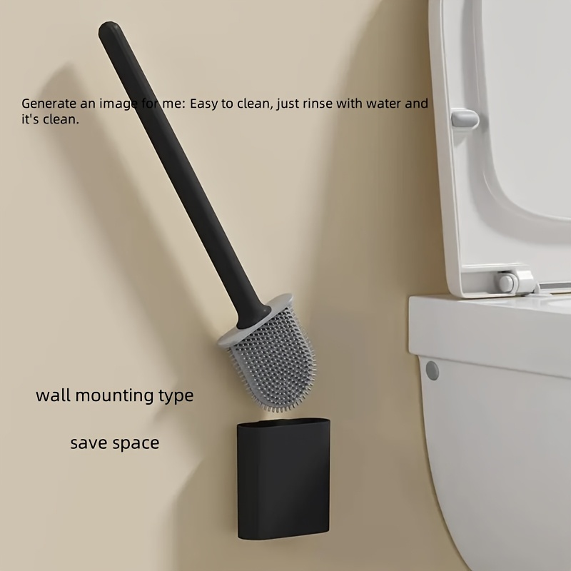 Image of 1pc Long Handle Flexible Toilet Brush - Quick Drying And Bathroom Accessories