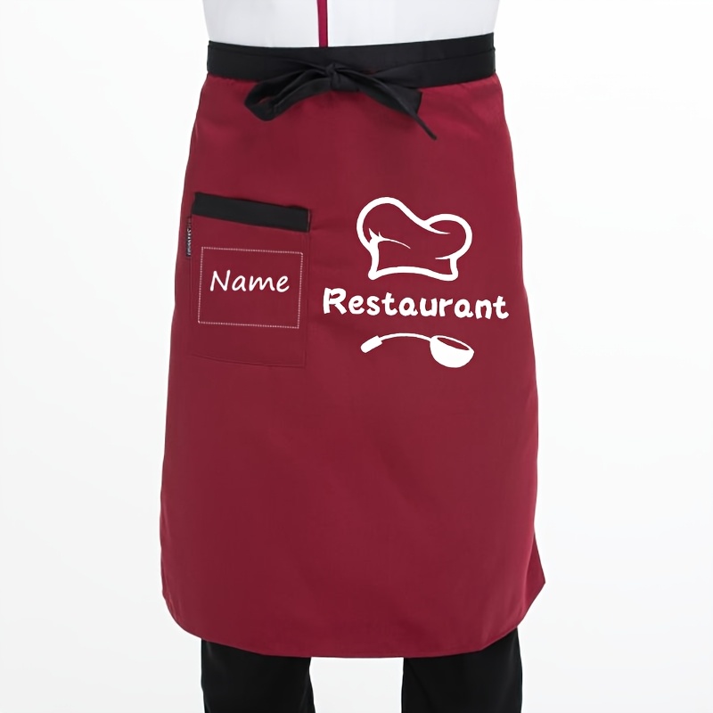 TEMU Personalized Unisex Polyester Aprons With Customizable Short Half-waist Design For Waitstaff. Black Aprons For Hairstylists, Perfect Gifts For