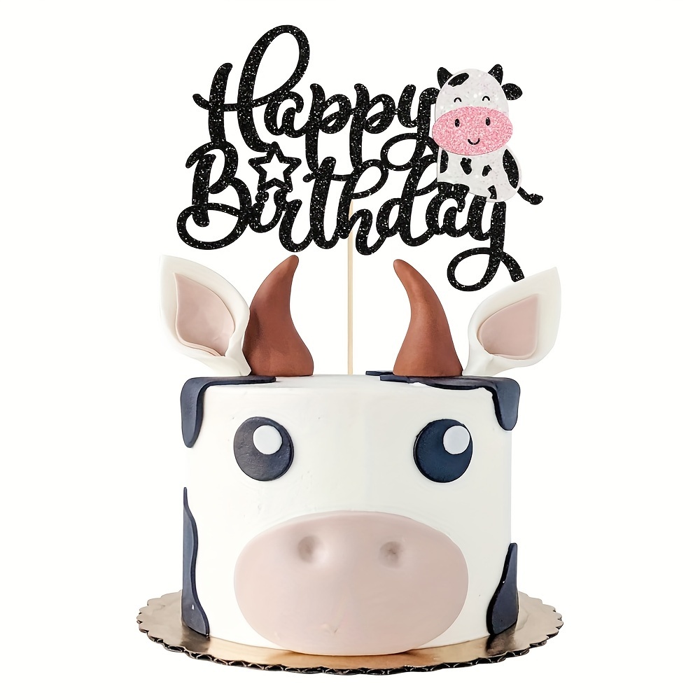 A Large Glitter Paper With A Cow Theme.