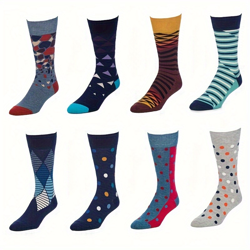 

12pairs Men's Random Color Casual Cotton Socks, Novelty Funny Colorful Crazy Socks, Comfortable & Breathable, Suitable For Men's Daily Wear