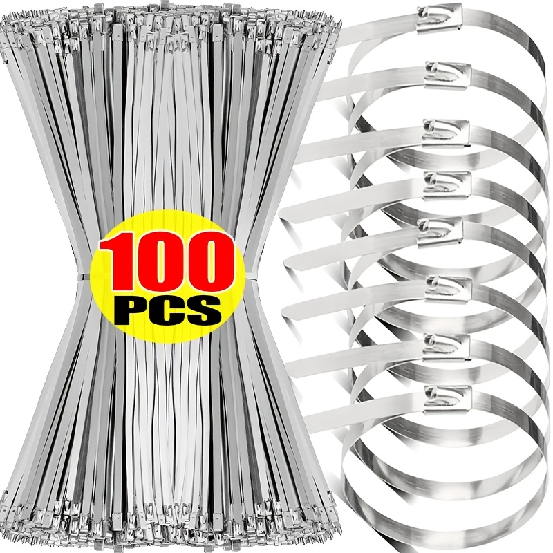 

100pcs Cnzoye 4.6mm Stainless Steel Zip Ties - Self-locking, Heavy-duty, Corrosion & Uv Resistant, Ideal For Outdoor Use On Boats And , White, Cnzoye