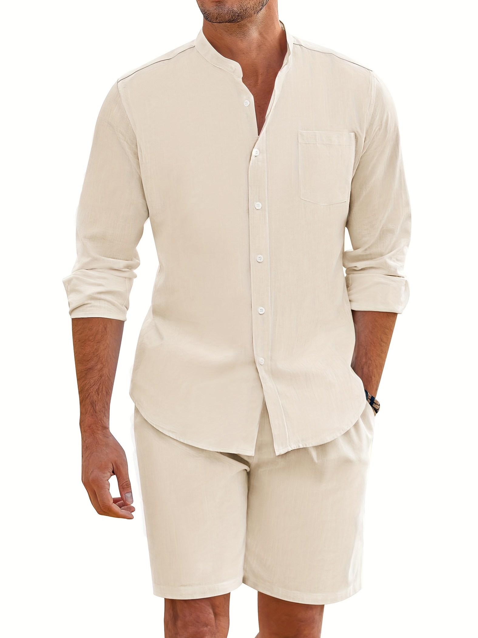 Camisa Blanca Bermuda Caqui Hombre Bermuda Para Hombre Kaki 100
