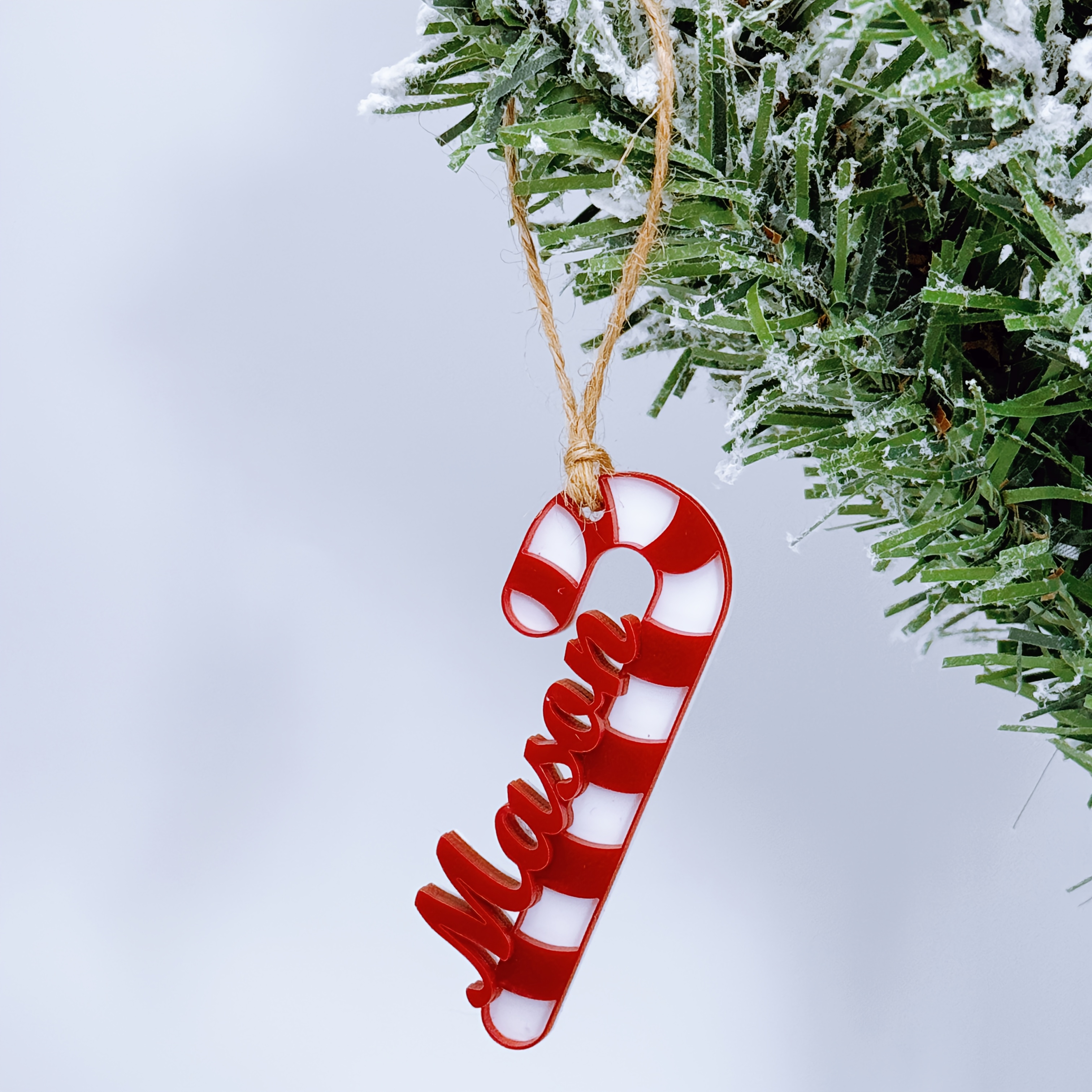 TEMU Custom Acrylic Name Tag Candy Cane - Personalized Holiday Gift Pendant With English Letters, Party Favors & Birthday Decorations, Candy Cane