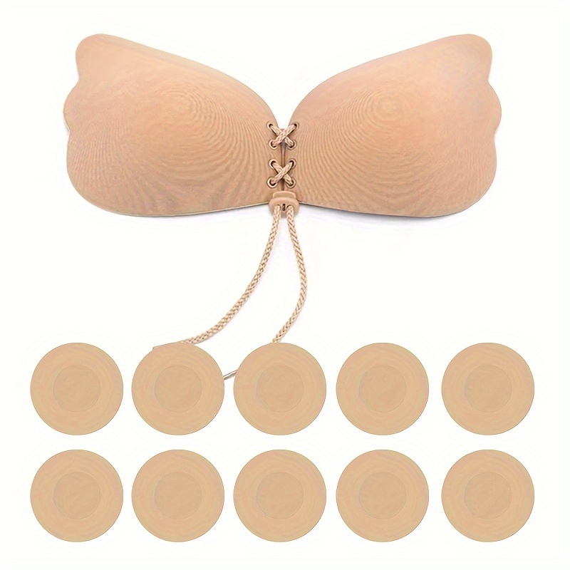 Women's Adhesive Silicone Invisible Bra, Push-Up Breast Lift Pasties,  Seamless Lingerie, Underwear Accessories, Strapless, Backless