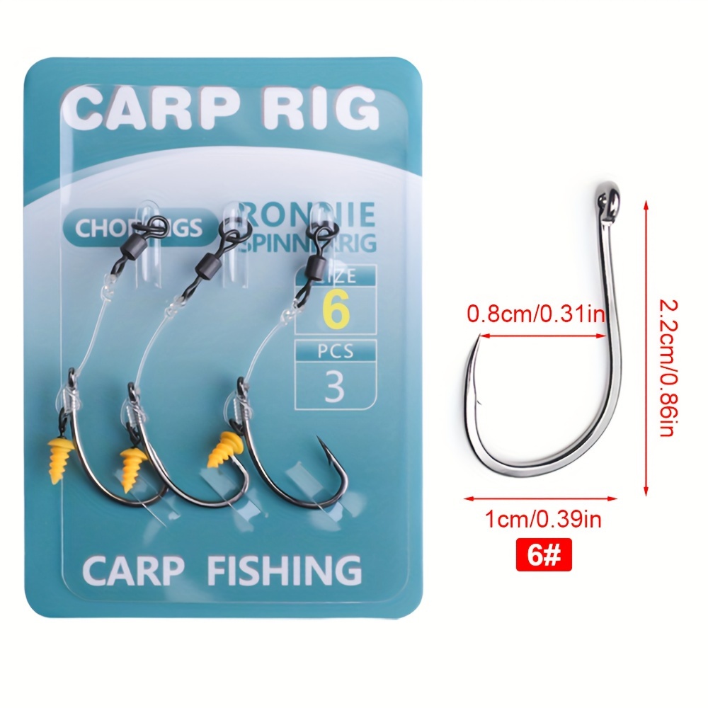 TEMU 3pcs Carp Fishing Line And Carp Fishing Hook Set Sea Fishing Float Bait Fishing Components Fishing Equipment Accessories