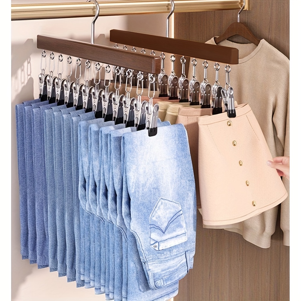 set clip pants hangers wardrobe holds 12 pairs pants jeans