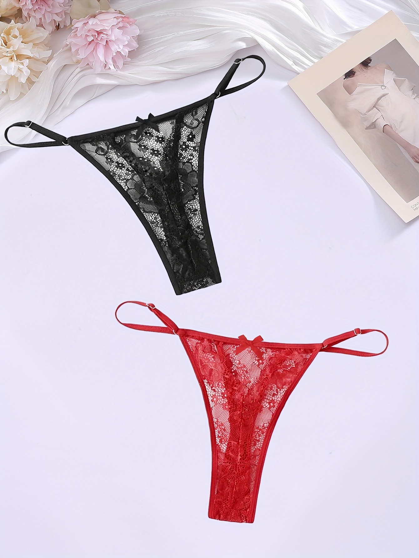 Women Sexy Underwear Lace Open Cut Pearl Massage Hollow Low Waist Triangle  G String Pants Cotton Women Underwear, Hot Pink, One Size : :  Clothing, Shoes & Accessories