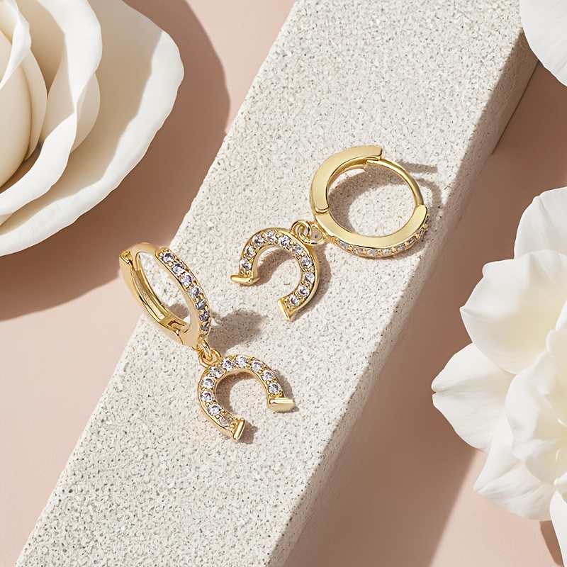 TEMU 1 par de aretes de de moda simple con circonita sintética