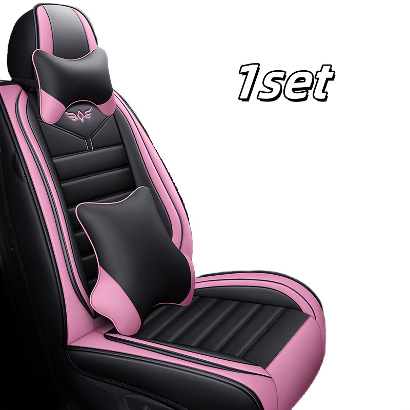 TEMU Universal Full Faux Leather Breathable And Durable Car Interior Seat Cover Set For Five-seat Vehicles, Suitable For