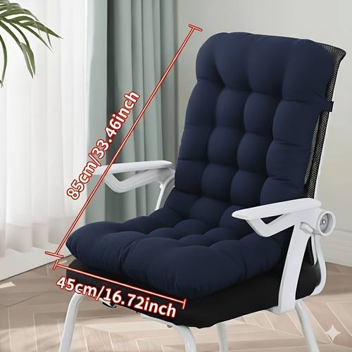 1pc thick high back chair cushion integrated seat and back pad soft tufted office chair cushion with ties for home office and living room