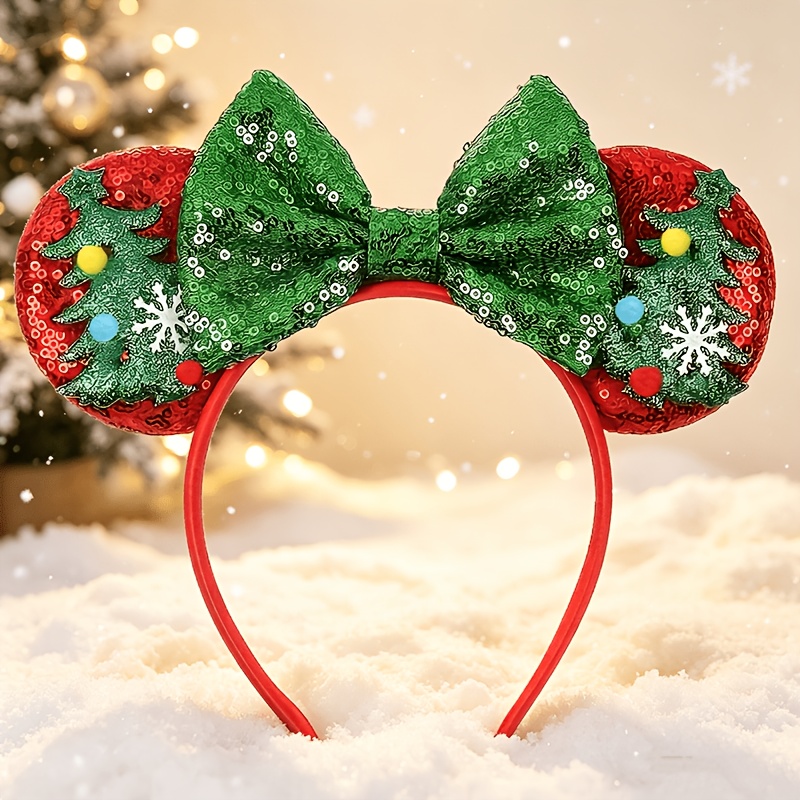 TEMU Christmas Reindeer Antlers Headband With Sequin Bow And Snowflake Headpiece For Adult Parties, Gatherings, Cosplay, Photo Props, And Festive