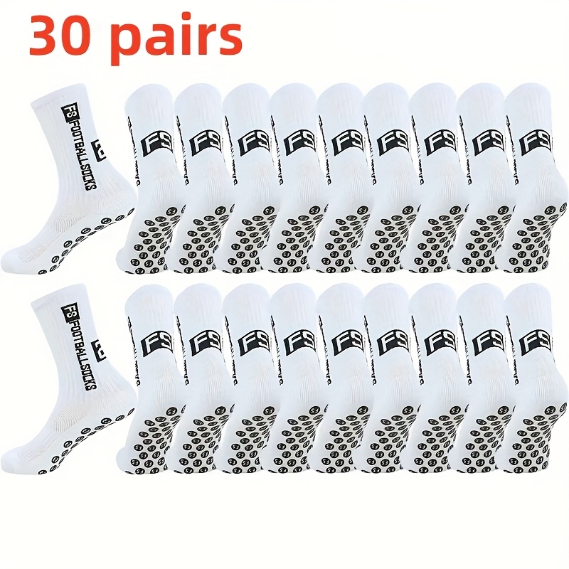 E-shop 30 Paar Unisex Fußball-Trainings- Spielsocken mit Silikon-Antirutsch, verstärkter Terry-Sohle, schweißabsorbierend, atmungsaktiv, rutschfest,