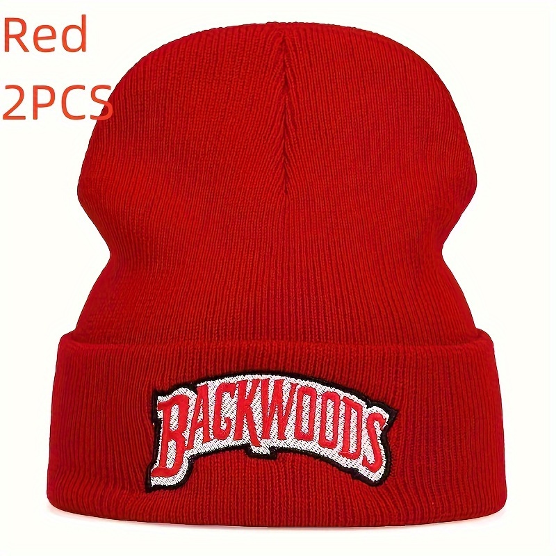 TEMU Backwoods Embroidered Beanie For Men And Women - Acrylic Knit Hat For Fall/winter, Dry Clean Only, Fitted Solid Color , Valentine's Day Occasion, Lightweight, Pull-on Closure