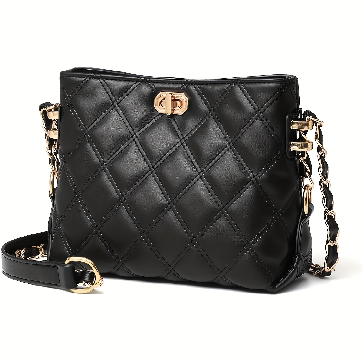 Image of Kryeon Women's Crossbody Bag With Adjustable Strap & Turn- Closure - Soft Lightweight Suitable For , Elegant Black Handbag Shoulder Purse, Turn- Closure, Adjustable Strap, Suitable For,, Travel