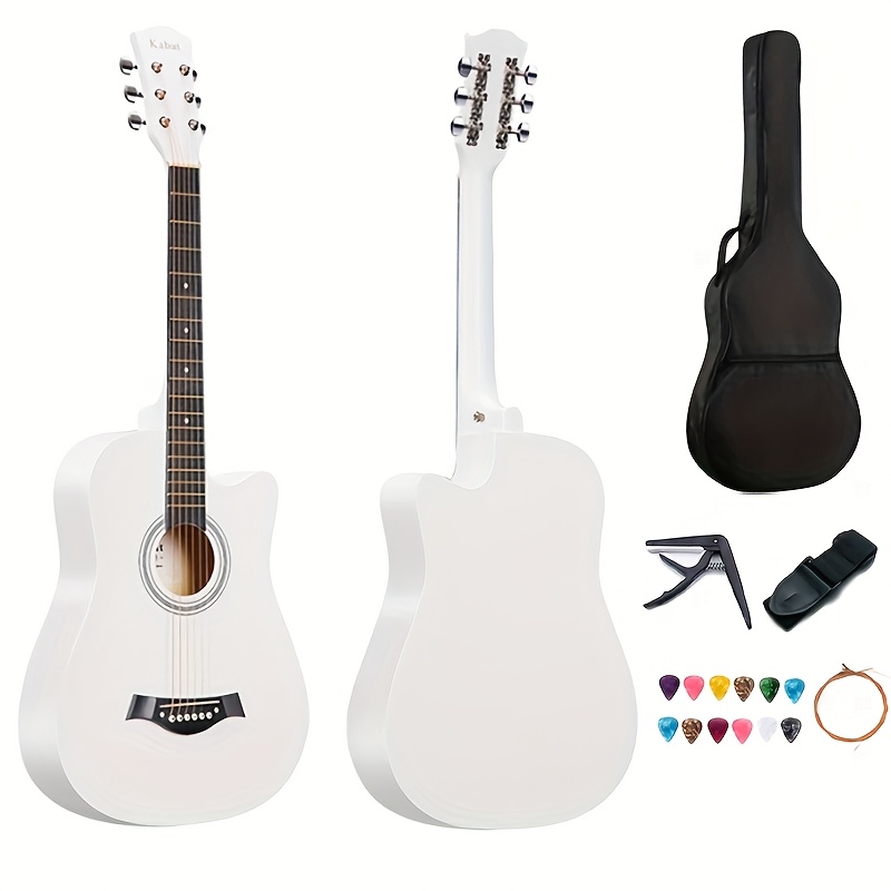 complete beginner acoustic guitar set 38 white basswood - Temu