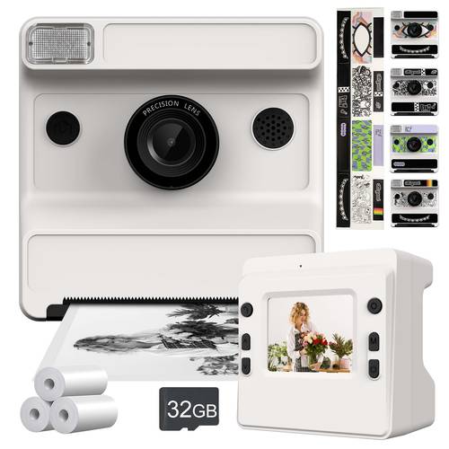instant print camera for men women 1080p hd dual lens with built in photo printer 2 4 lcd screen portable mini camera 1300mah rechargeable battery perfect christmas birthday valentines gift ideal for travel events