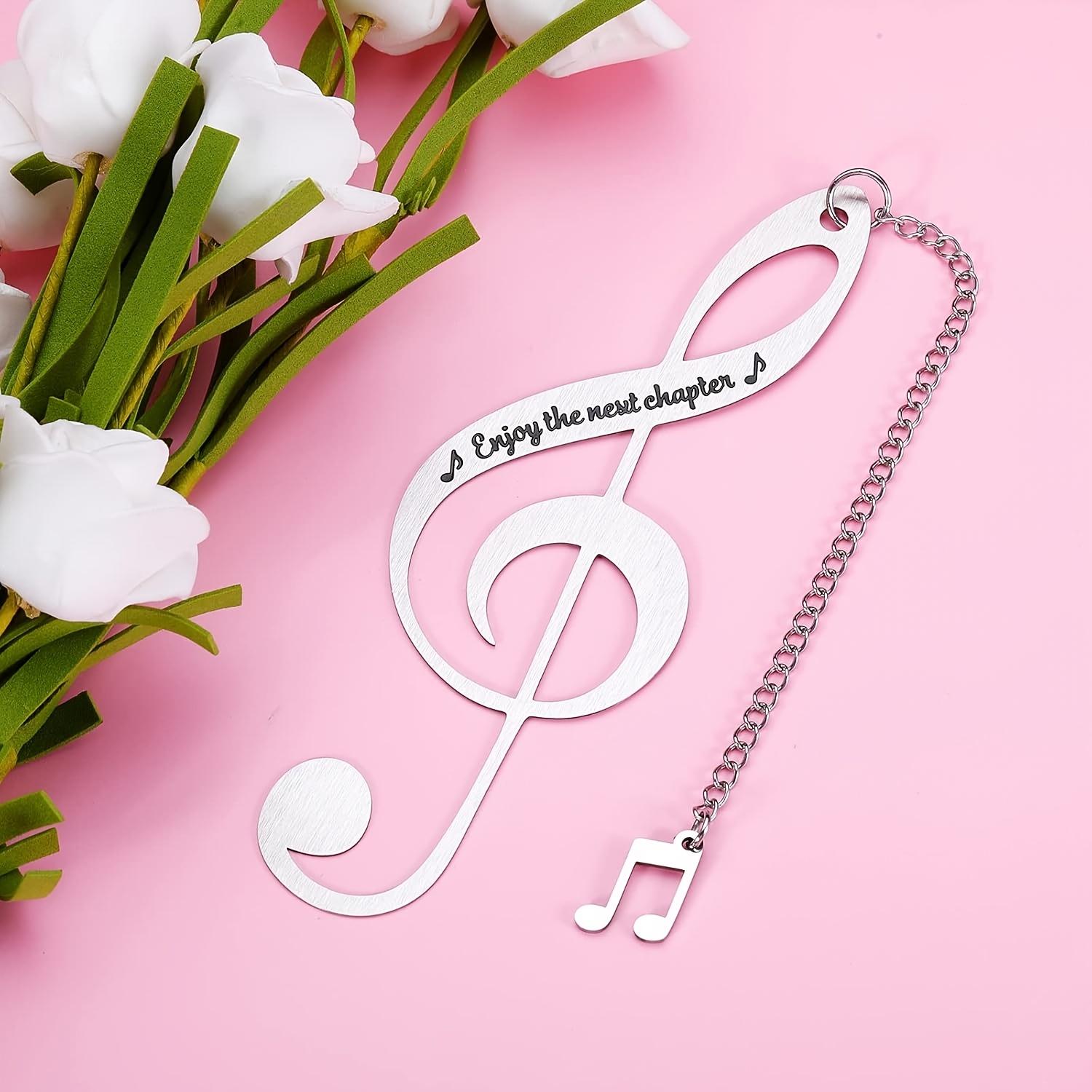 

1pc Elegant Stainless Steel Musical Note Bookmark With "enjoy The Most " - Ideal Gift For Music Enthusiasts, Graduations, Retirements, Birthdays, Weddings, And Anniversaries