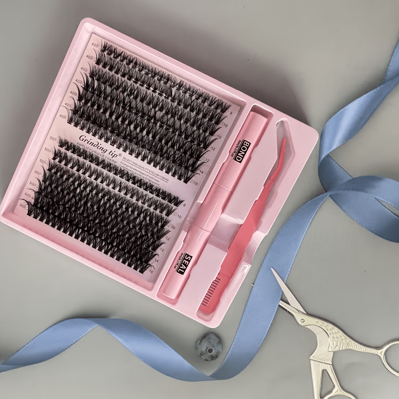 Image of Fluffy False Eyelashes 40d 50d Volume Lash Clusters 280pcs D Individual Eyelash Extensions Kit 8-16mm Mixed Length Natural Look False Lashes
