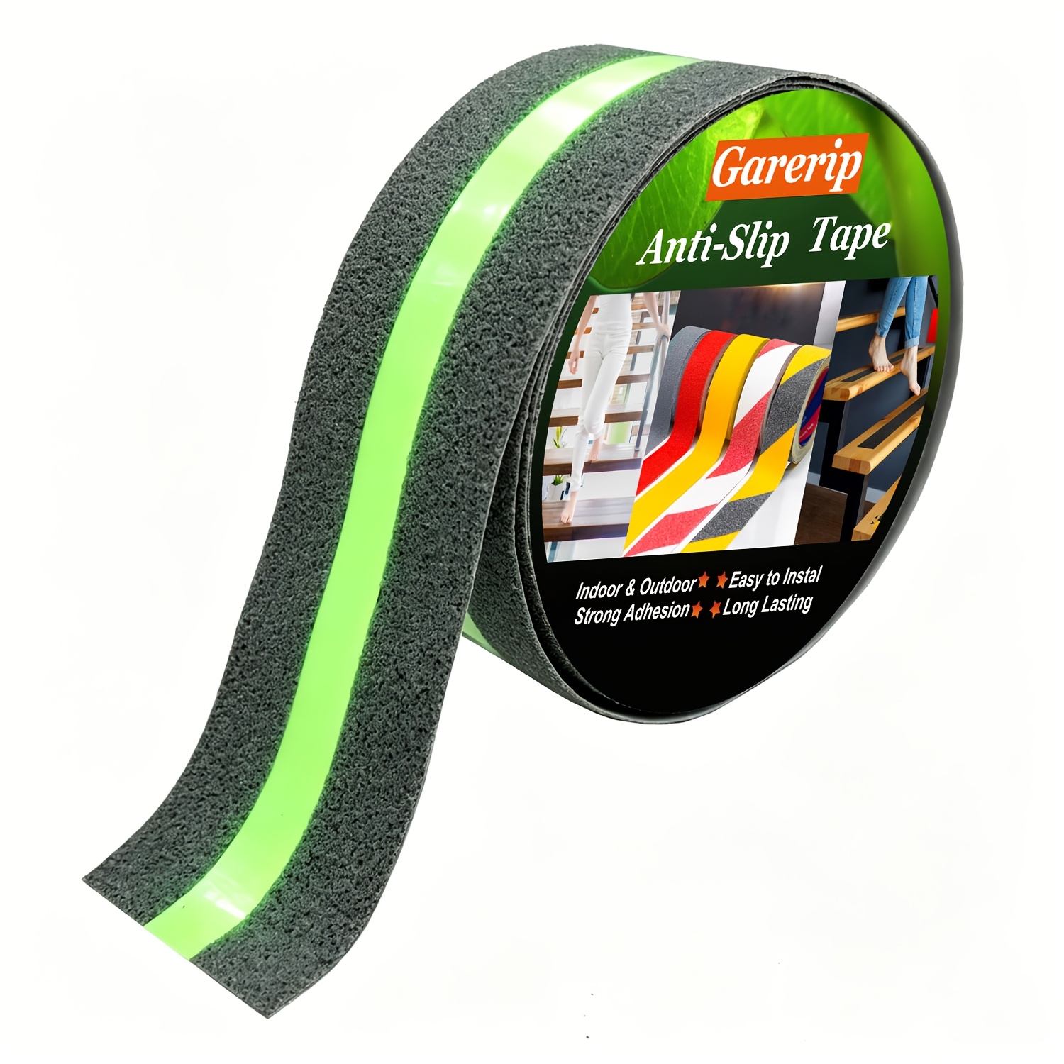TEMU Cinta antideslizante de seguridad para escaleras de interior y exterior, 2 pulgadas x 16.4 pies, , en , autoadhesiva, fácil de instalar,