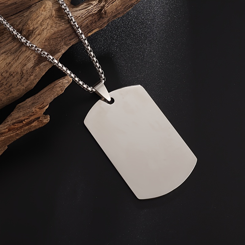 Image of 1 Casual Simple 304 201 Stainless Polished Pendant Dog Tag Necklace, Men's Fashion Casual Hip Hop Accessories