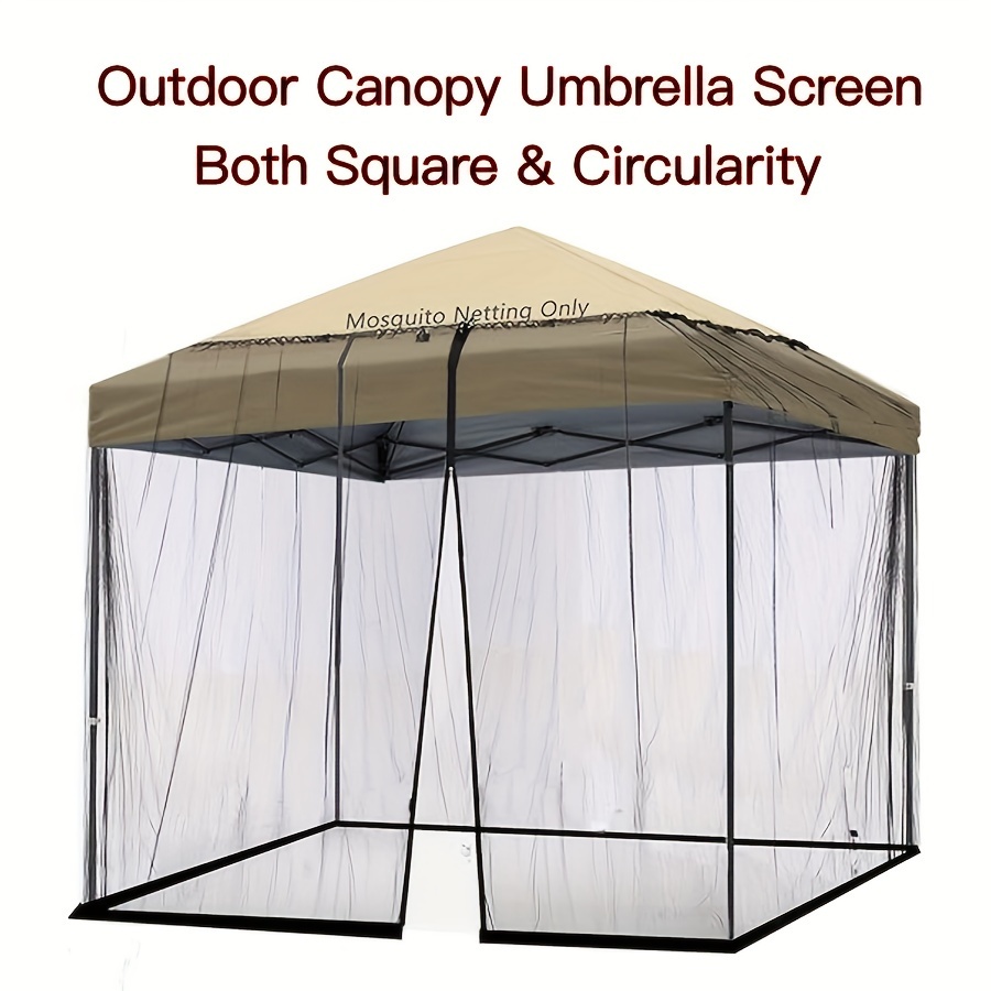 

1pc Outdoor Square Gazebo Mosquito Netting, Universal Fit For Patio & Metal Tent, Extra-large Size With Adjustable Drawstring, Dual Zipper Entry, Suitable For Square & Umbrellas