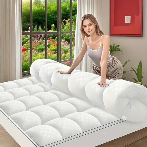 mattress topper extra thick mattress pad pillow top mattress cover quilted fitted mattress protector top stretches up 8 21 deep pocket cooling with 1500gsm