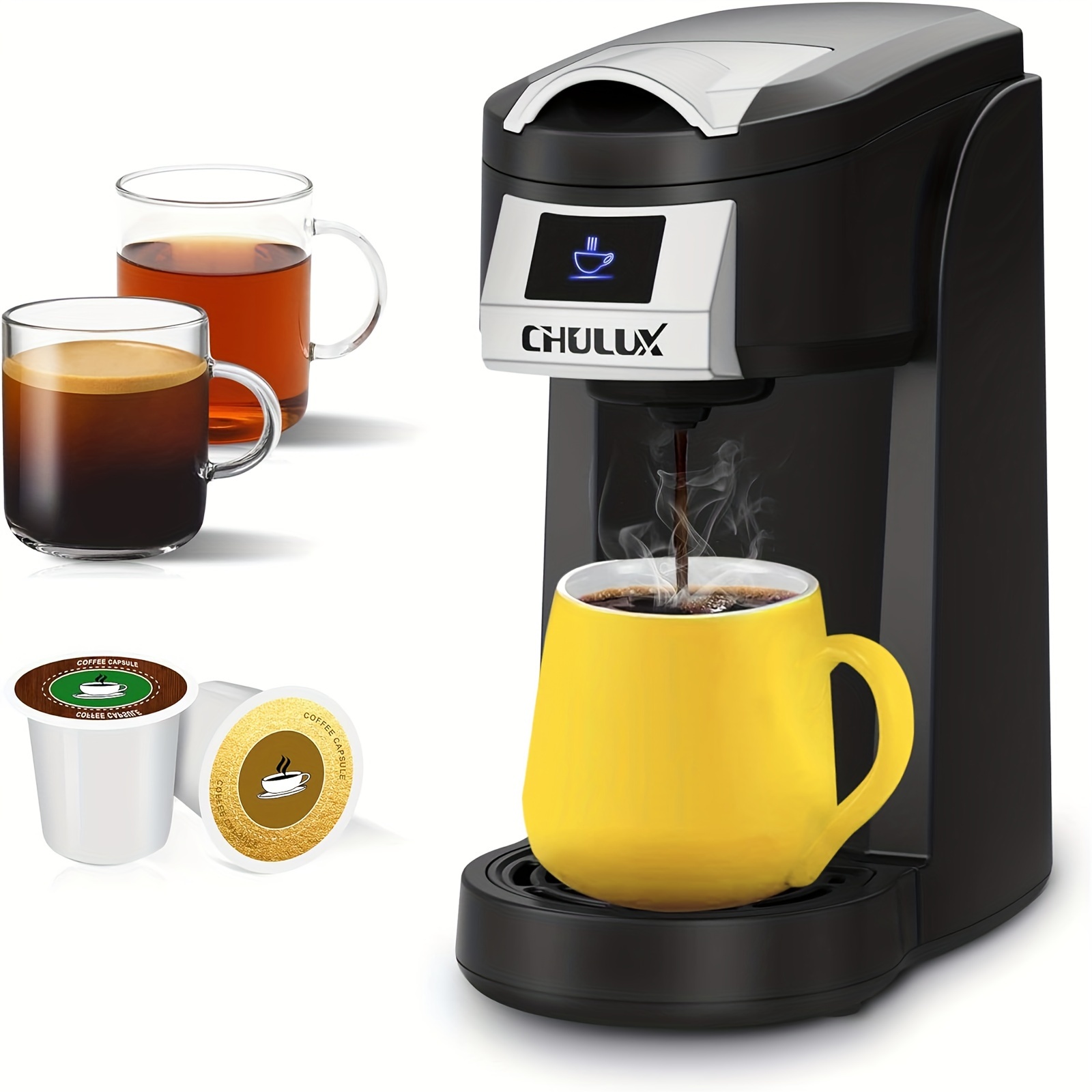 

Chulux Coffee Maker Pod Coffee Maker, Upgraded Single Cup Coffee Maker , Simple Coffee Maker Cup Ground Coffee Tea, Mini Coffee Maker In Minutes, Black