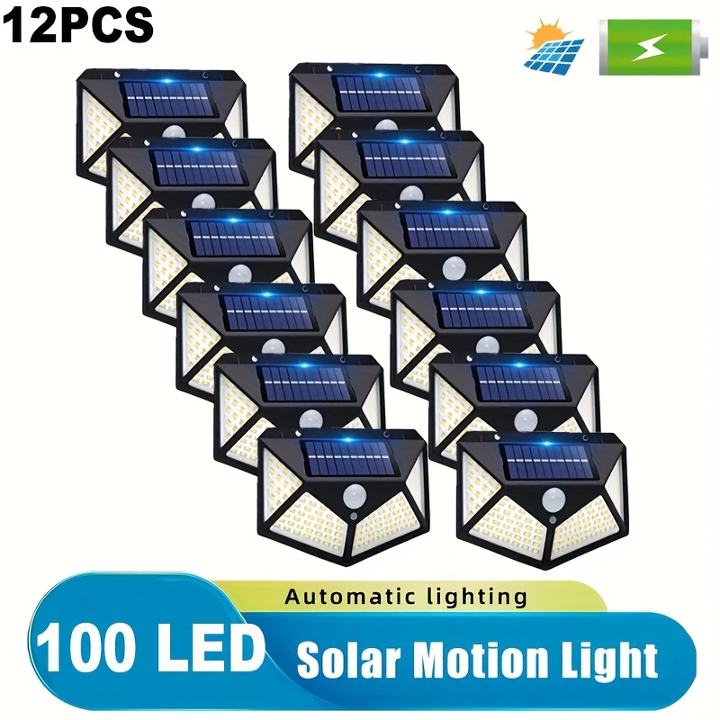 2-12pcs Outdoor Solar Led Lights, Garden Solar Lights Ip65 With Motion Sensor, Four-sided Lighting Wall Lights, For Yard Garden Lawn Patio Courtyard Fences Driveway Pathway Decorations