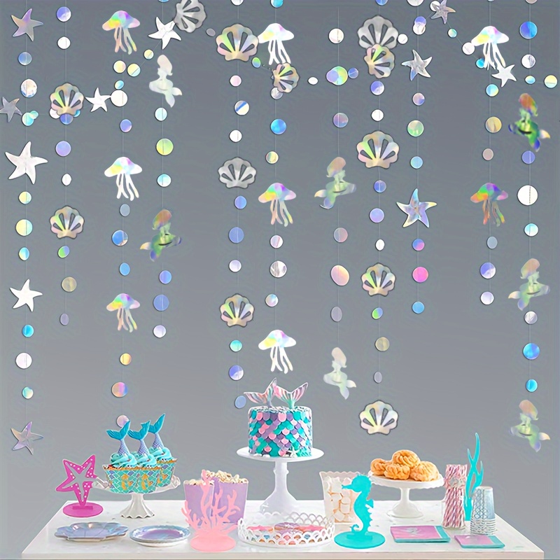  Mermaid Birthday Decorations, 4 Pcs Hanging Sea Theme