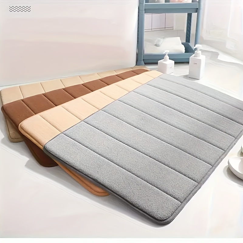 

Striped Non-slip Bath Mat - Machine Washable, Fleece, Living Room, Bedroom & Hallway, 1pc, Bathroom