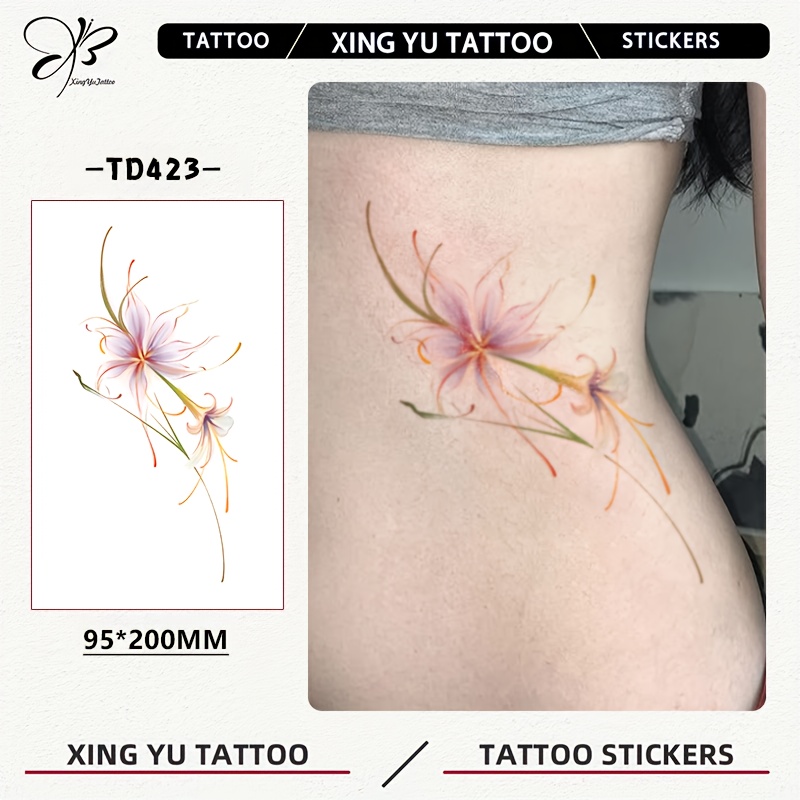 xing yu tattoo romantic lily tattoo sticker 95x200mm - Temu South