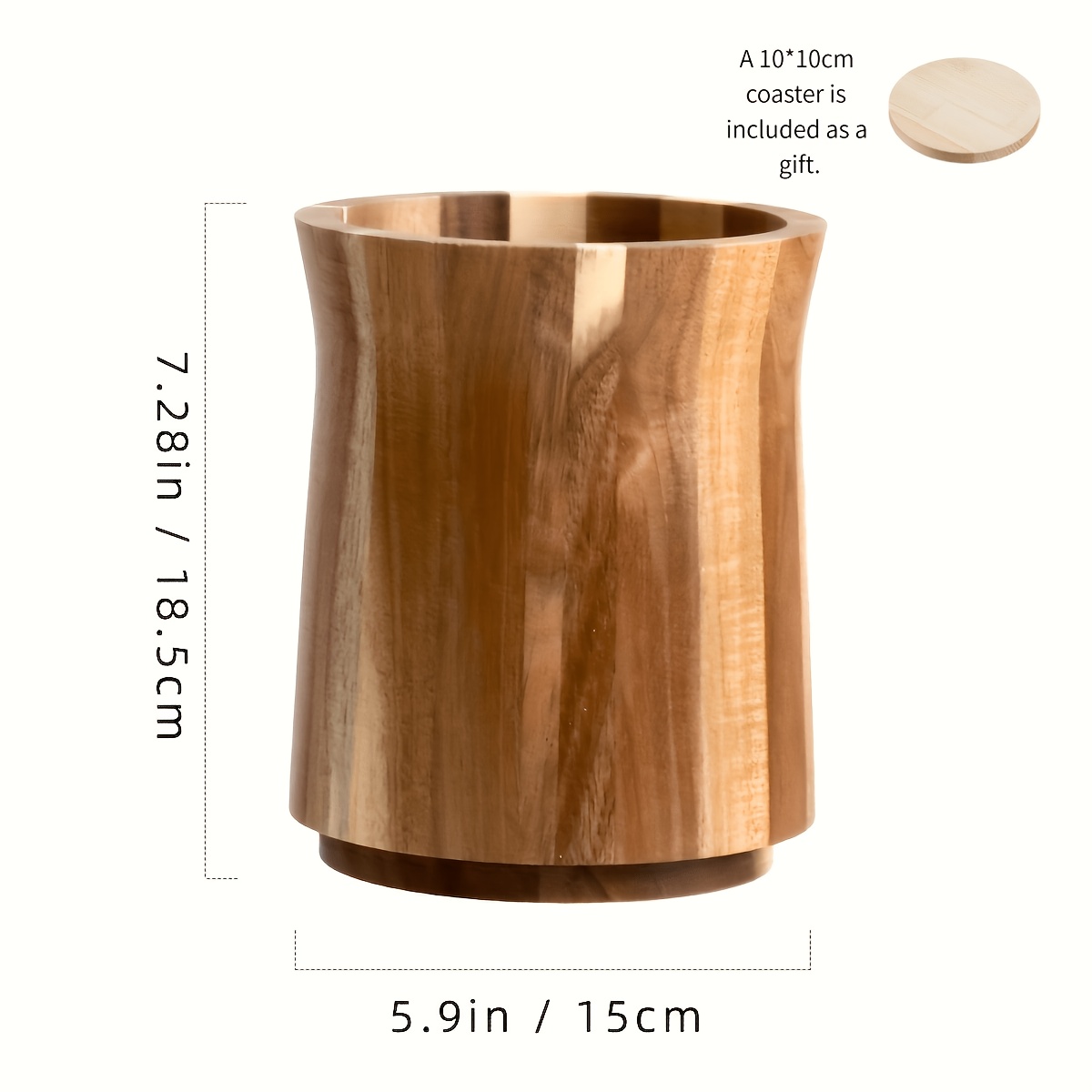 TEMU Wood Rotating Kitchen Utensil Holder With 360Â° Spinning Lid & Base - Wood Organizer Suitable For Spatulas, Cooking Tools, Farmhouse Countertop