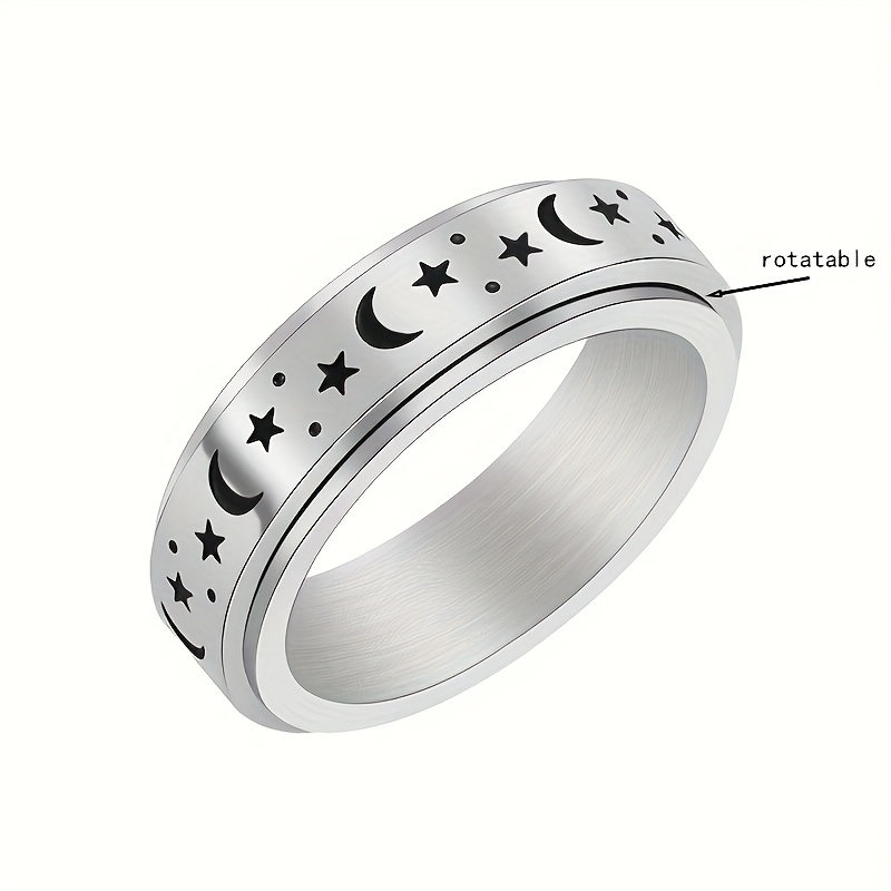 a 6mm titanium 316l stainless steel ring for men stylish and versatile with rotatable moon and sun ornament 316l stainless steel jewelry accessory Product details 3