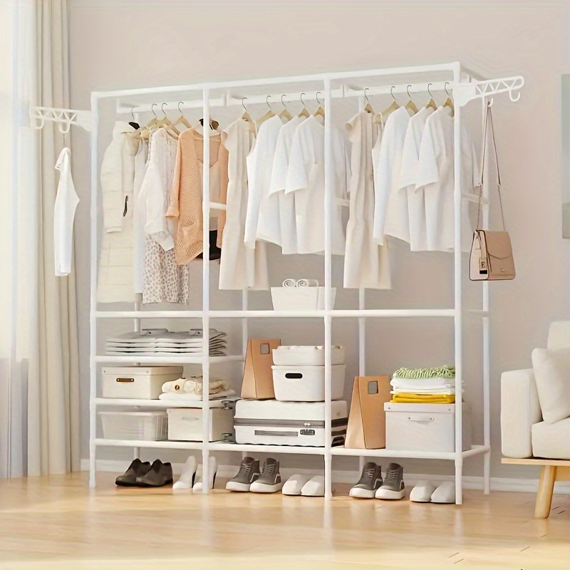 TEMU 3 Of Simple Floor-standing Coat Racks, Iron Art Clothes Racks, Simple And Fashionable Bedroom Storage Clothing Supplies, Vertical Clothes Racks,