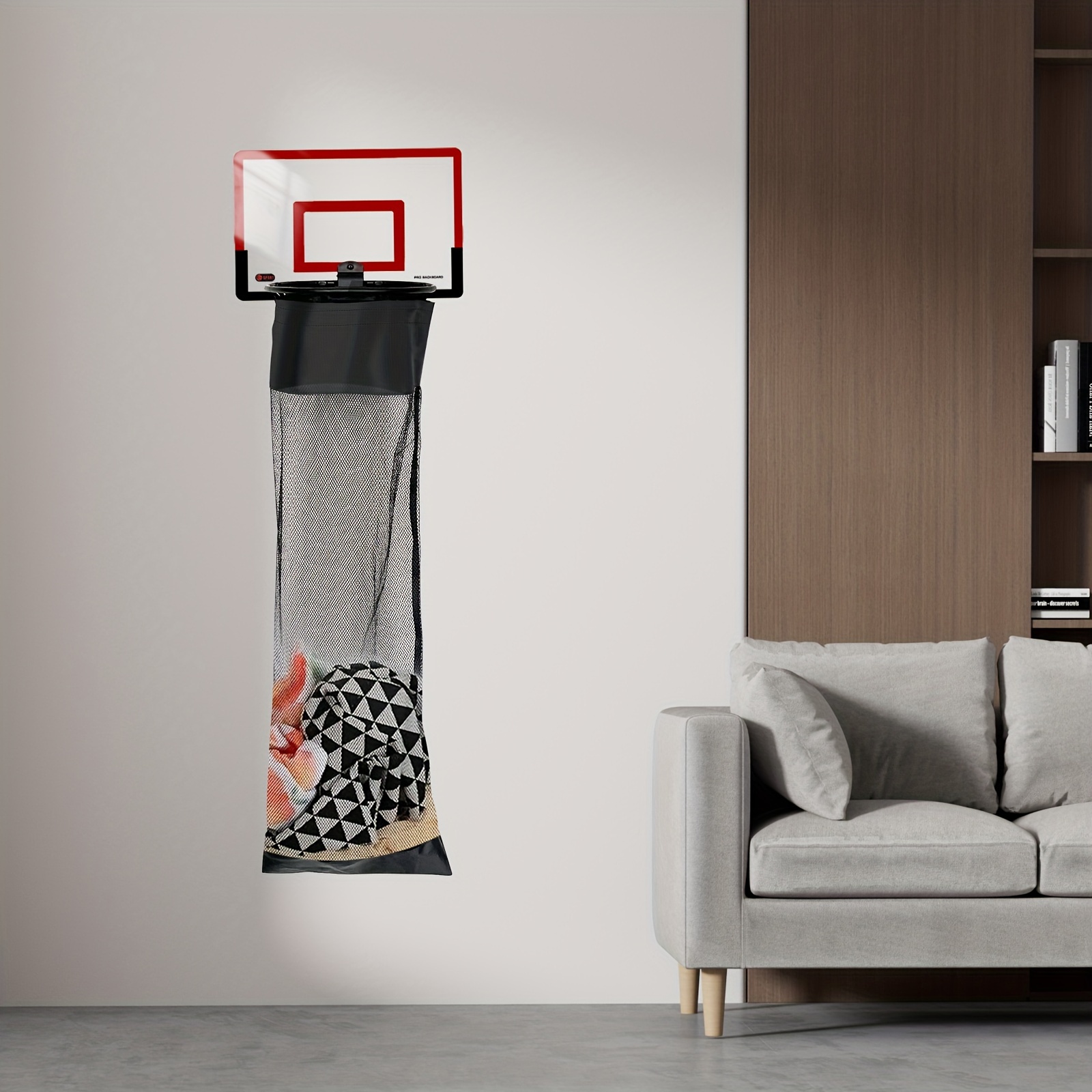 

Space-saving Basketball Hoop Laundry Hamper - Over The Door, Modern Design For Bedroom & Bathroom Decor